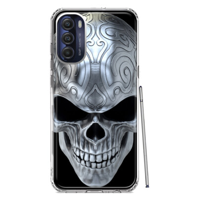 Mundaze Case for Motorola Moto G Stylus 5G 2022 Silver Metallic Skull