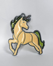 Vintage Faux Stained Glass Style Suncatcher Unicorn 3.75" H Window Decoration