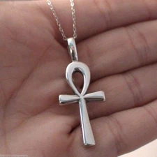 Ankh Necklace - 925 Sterling Silver - Egyptian Key of Life Symbol Pendant 