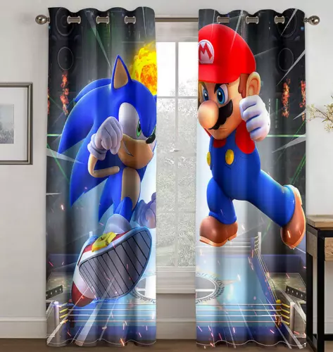 Kids Blackout Curtains Super Mario Bedroom 3D Curtains Thermal Ring Top Eyelet - Picture 14 of 20