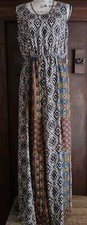 Forever 21 Dress Womens Medium Black Long Sleeveless Tribal Aztec Maxi Mixed