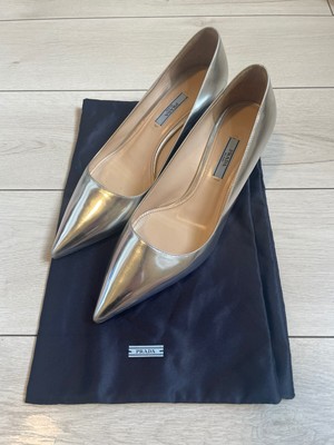 prada silver heels