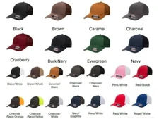 Flexfit 6511 Trucker Mesh Baseball Cap Plain Blank Hat Curved Visor Flex Fit 