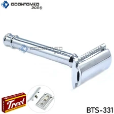 Old Fashion Razor Adjustable Safety Double Edge Stainless Steel + Blades BTS-331