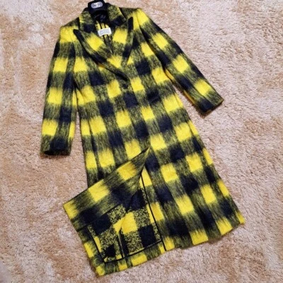 Maison Margiela Manteau Chesterfield 1 Plaid Homme 38 Mohair Laine Jaune Noir - Photo 1/4