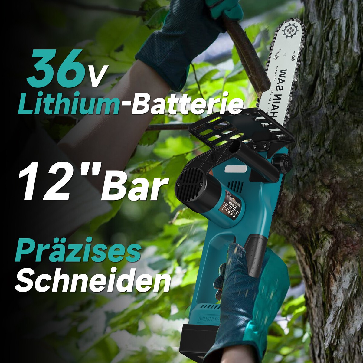 Mini Kettensäge Mit Akku, 6 Zoll Mini Kettensäge Elektro Mit 2 Akku
