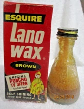 Esquire Lano Wax Brown Liquid Self Shining Polish Box & 2oz Bottle 10% full