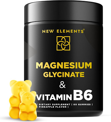Magnesium Glycinate Gummies 500Mg with Vitamin B6 100Mg for Adults and Kids - Hi