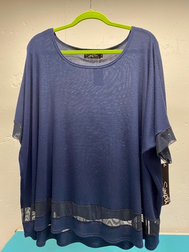Sympli Reise faltenfrei MARINEBLAU GESTREIFT LEICHT Poncho Top Gr. 12 Neu mit Etikett $ 145 - Bild 1 von 10