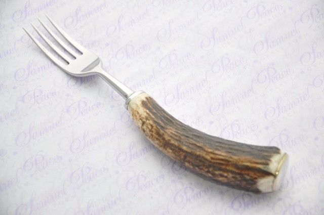 Fantastic Genuine Stag/Antler Handle Dessert Fork Made In Sheffield England Fantastic Genuine Stag/Antler Handle Dessert Fork Made In Sheffield England