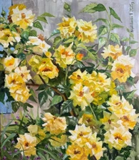 Roses yellow flowers Impressionism Original artwork oil painting on canvas