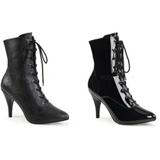 Pleaser Pink Label 4" Heel Ankle Boot Blk Pat Adult Women Shoes Boots Dream1020