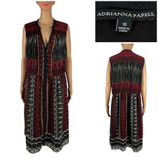 Adrianna Papell Women 16 Dress Tribal Sleeveless V Neck Multicolor Polyester EUC