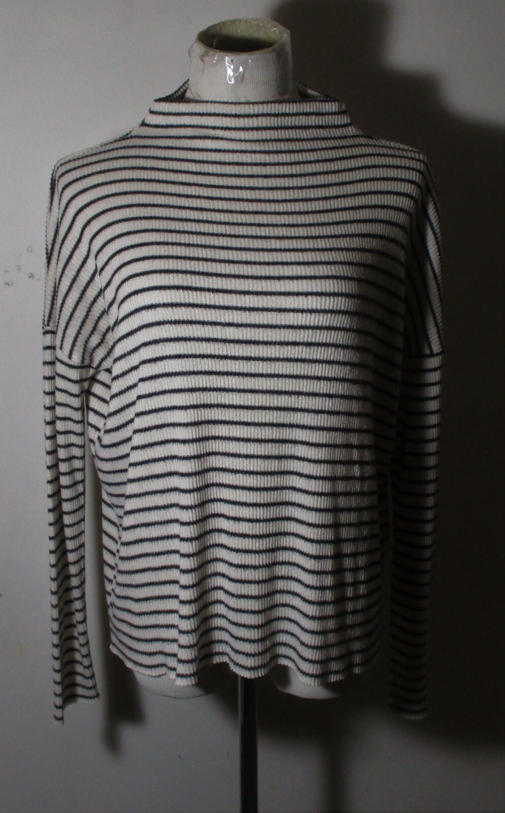LUCKY BRAND Beige Black Long Sleeve Mock Neck Top Size XS