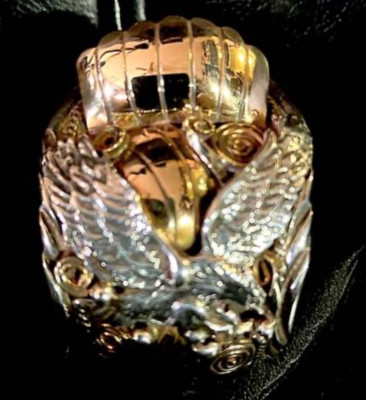 Navajo Sterling Silver / Gold inlay / Double Eagle Watch Cuff Bracelet 50 years