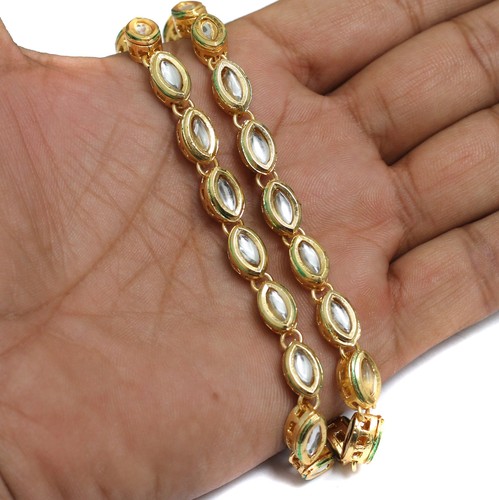 7X10mm, Meenakari Kundan Kadi Chain - Picture 6 of 7