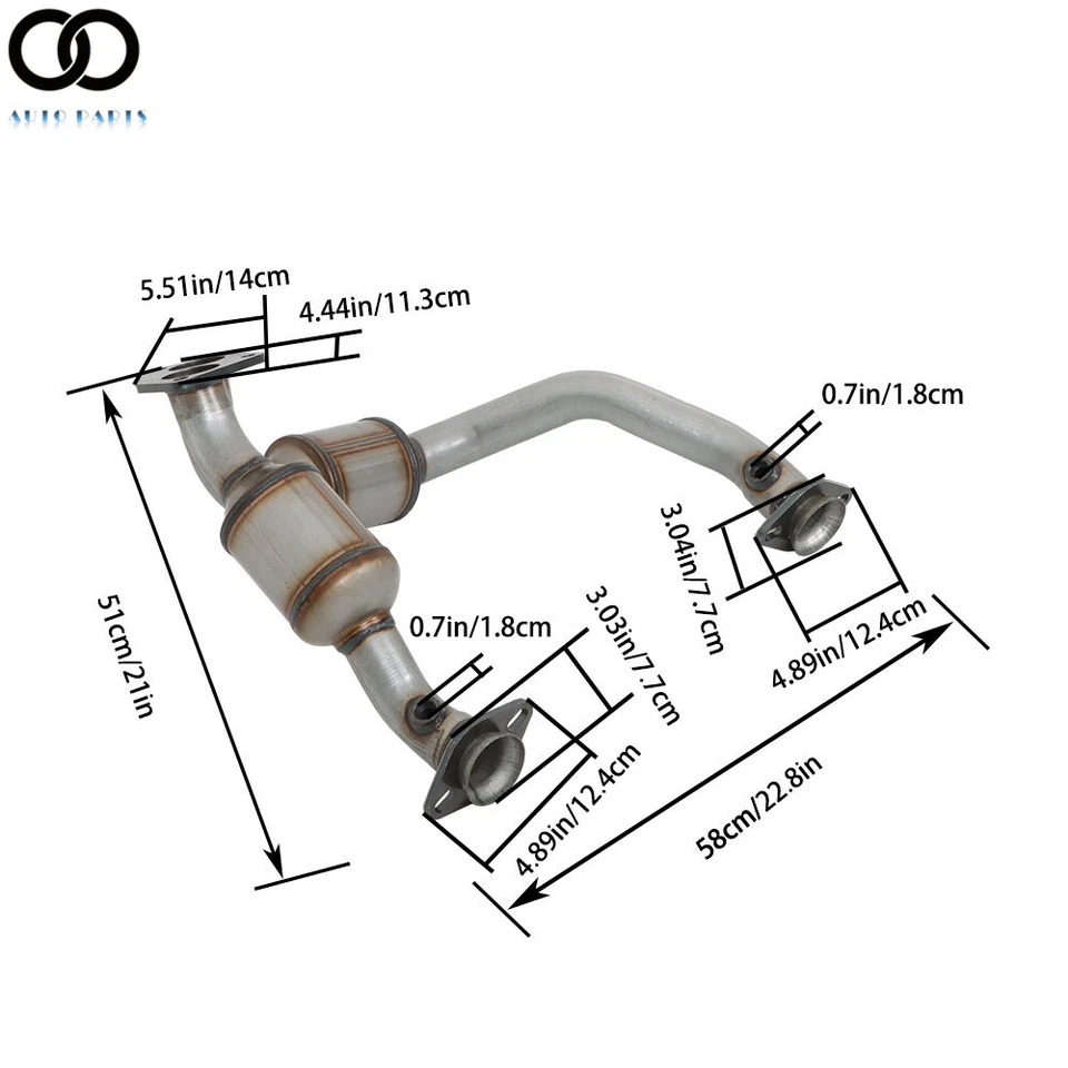 Y Pipe Catalytic Converter For 1998/1999/2000 Ford Ranger 3.0L 4.0L Front Side - Image 4 of 4