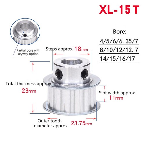 XL 15T-25T Timing Belt Pulley Synchronous Wheel For 11mm/16mm Width Timing Belt - Picture 5 of 9