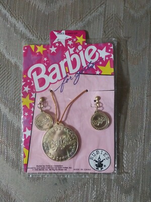 Rubies Barbie For Girls Necklace & Clip On Earrings Costume Jewelery Set 1993...