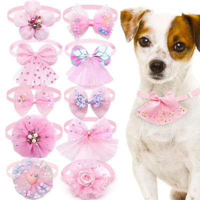 10 Adjustable Pet Bow Collars for Dogs & Cats - Stylish Grooming Set