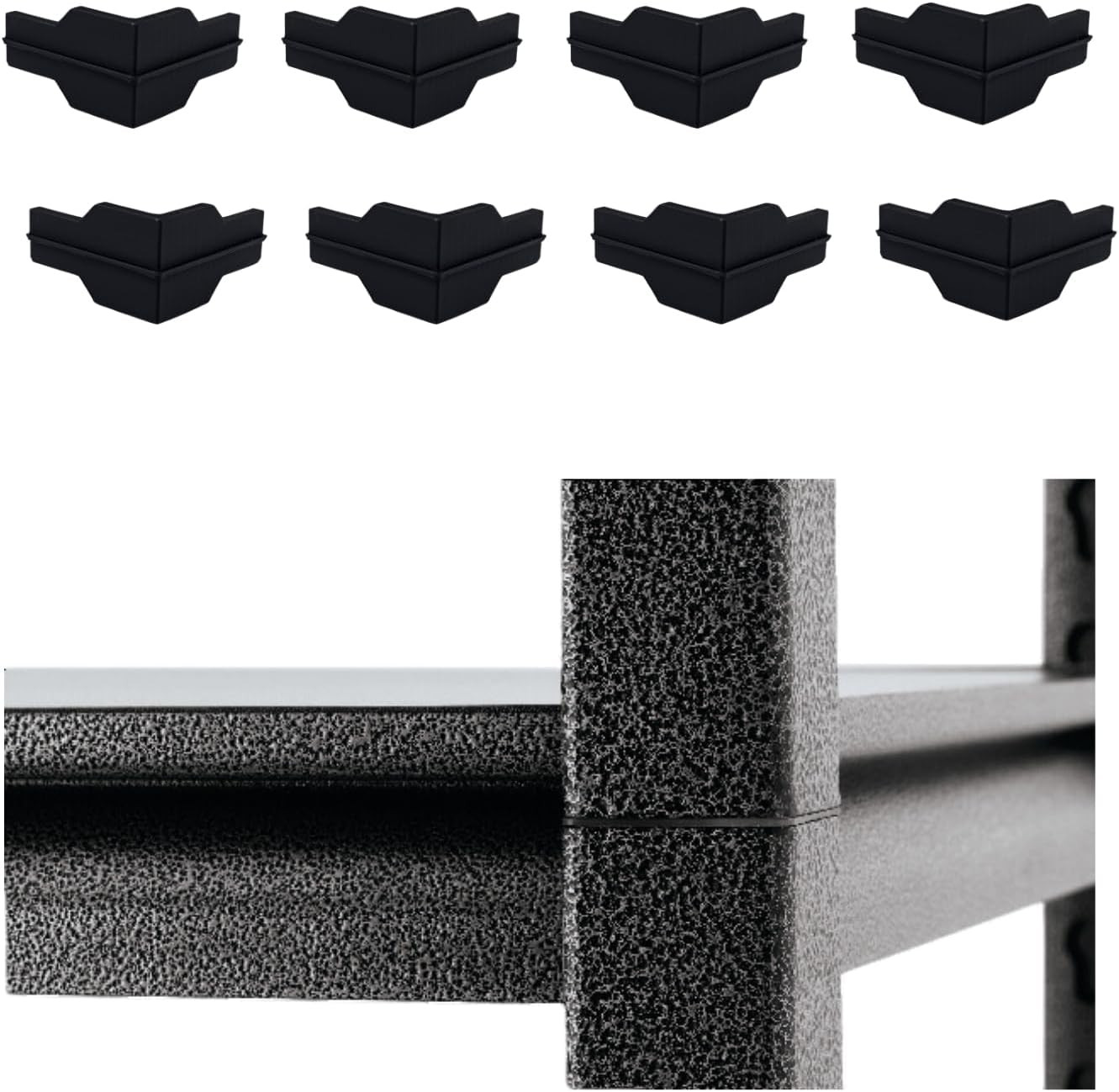 Whalen Post Insert Corner Connectors for Shelving &ndash; 8 Pack Black, 90&deg; Angle