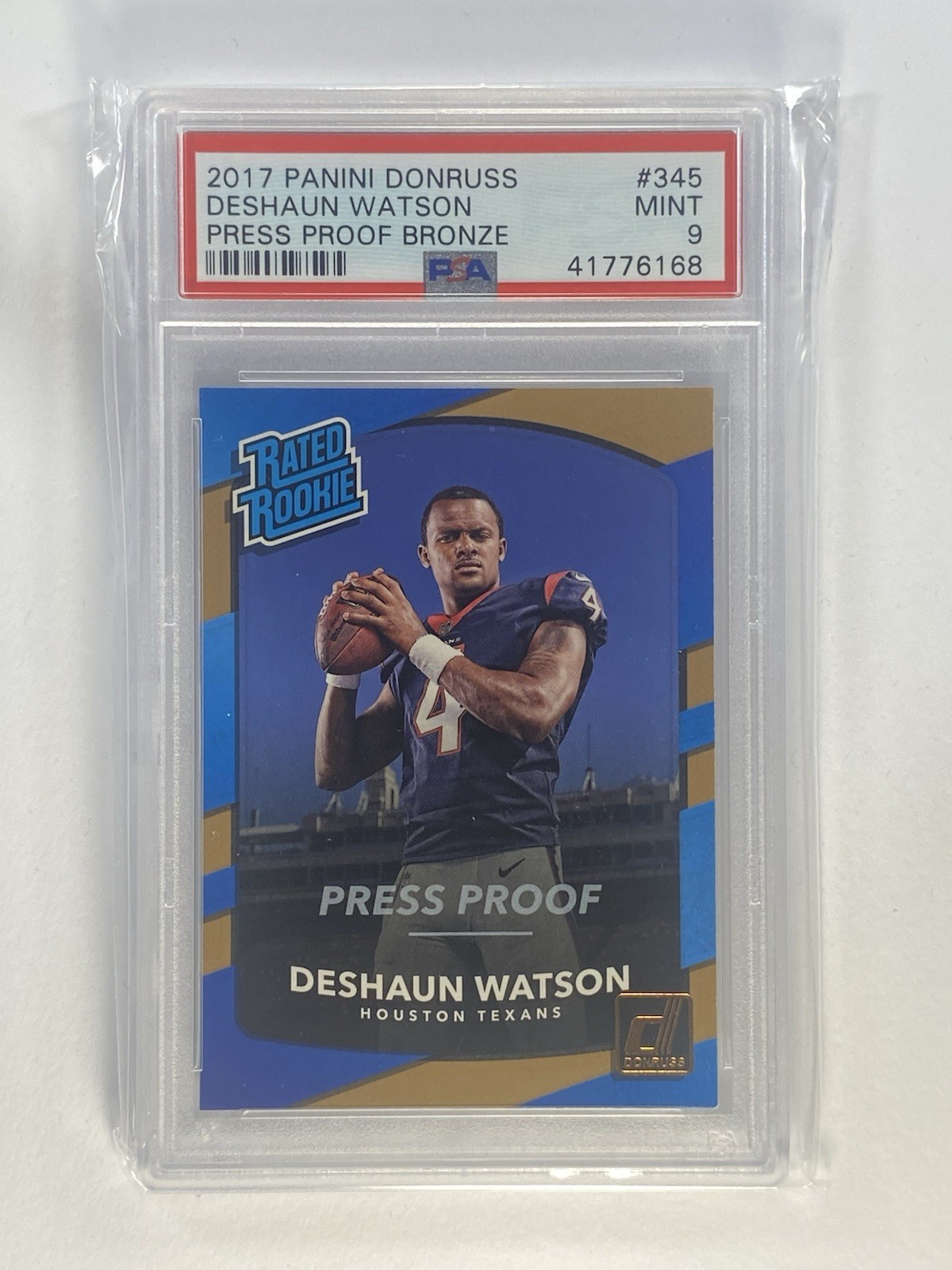 2017 Donruss Rated Rookie Retail Press Proof Bronze Deshaun Watson PSA 9