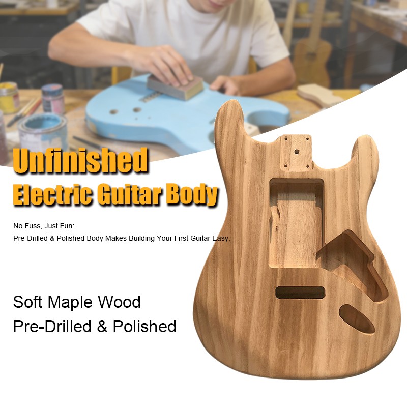Polished Maple Unfinished DIY Guitar Body Barrel for ST Style Electric Guitar