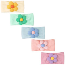 5Pcs Baby Flower Headbands Baby Girls Nylon Headbands Soft Hairbands Hair Accs