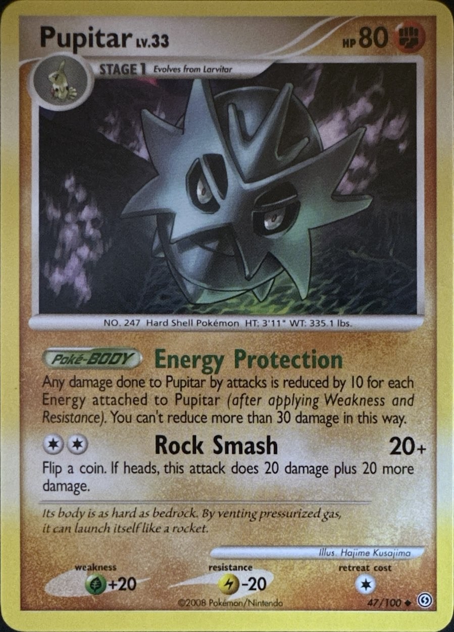 Pupitar 47/100 Uncommon Stormfront Pokemon Lightly Played