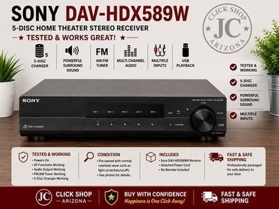 Sony DAV-HDX589W  5-Disc Home Theater Stereo Receiver No Remote Tested & Works