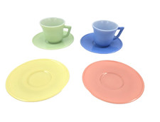 Vintage Hazel Atlas Children's Dishes Little Hostess Pastel Party Cups Saucers