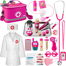 34 Piece Kids Doctor Kit with Stethoscope Pretend Play Set for Toddlers