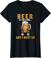 Beer Is Calling Funny Joke Drinker Drinking Beer Ladies' Crewneck T-Shirt