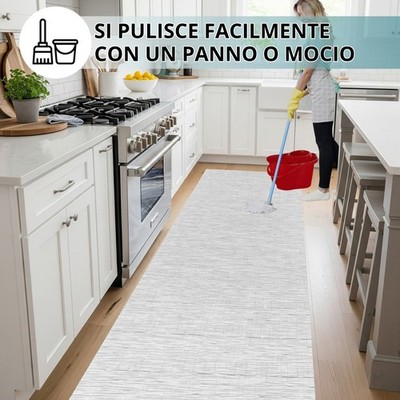 Passatoia Cucina Antiscivolo 50x150 Cm Blu – Lavabile In Lavatrice, Design Ondulato Vellutato, Made In Italy