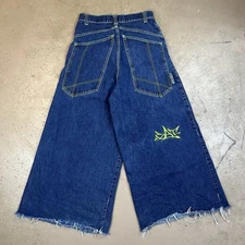 Vintage GAT Jeans Size 30 90s Rave Skater Wide Leg Denim Embroidered Back Pocket