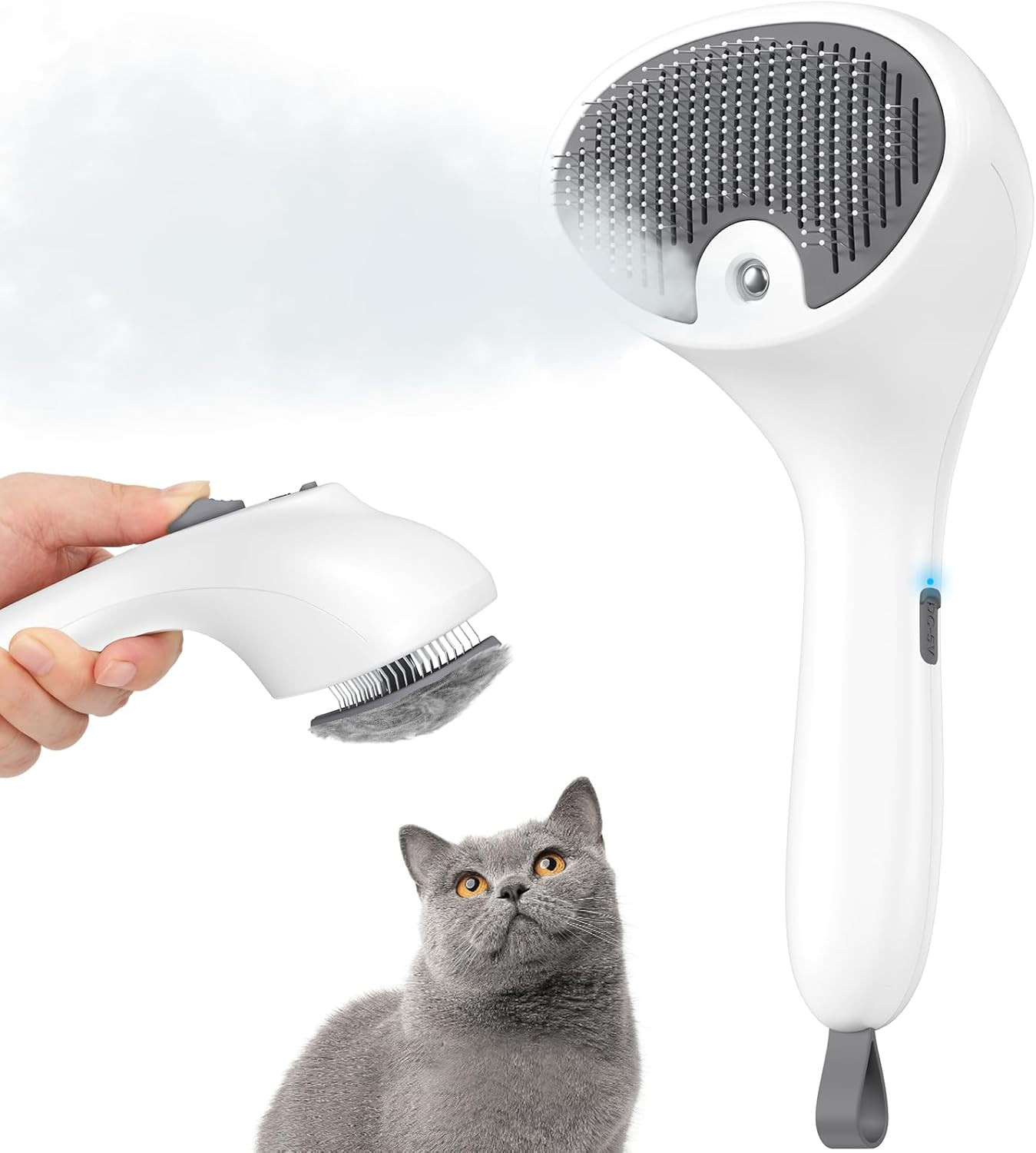 Spazzola Professionale a Vapore 3-in-1 per Animali Domestici - Silenziosa