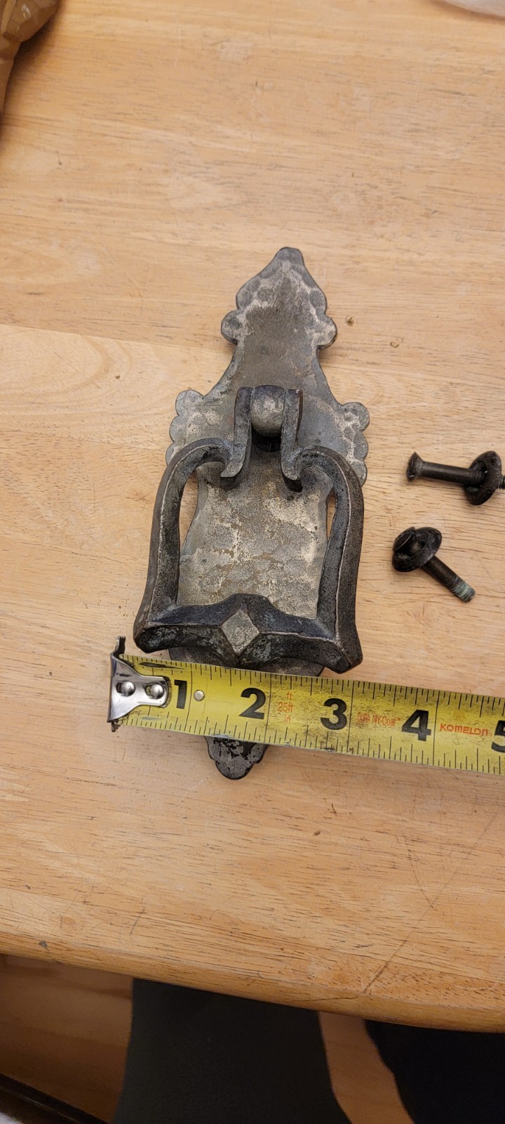 Antique FRONT DOOR KNOCKER Solid Heavy Bronze hammered metal RARE Vintage Unique