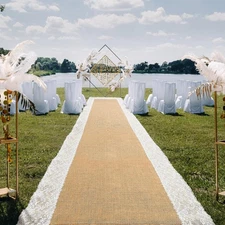 Preboun 3ft x 20 ft Natural Burlap Wedding Runner Aisle Outdoor for Wedding Cere
