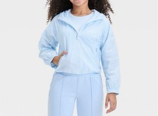 All in Motion Woven Jacket Girl's Lightweight Hood Blue Size Small 6 - 7 NWT