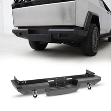 Fit 2024-2025 Tesla Cybertruck Powder Coated Heavy Duty Steel Rear Bumper+D-Ring