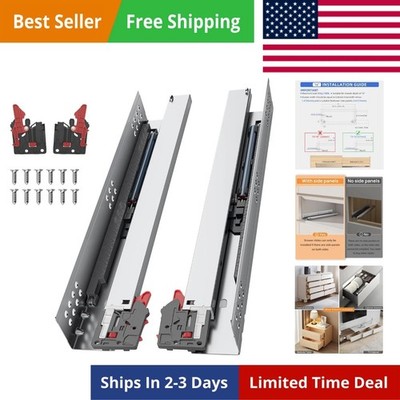 16 Inch Soft Close Undermount Bottom Mount Drawer Slides, 1 Pair Heavy Duty S...