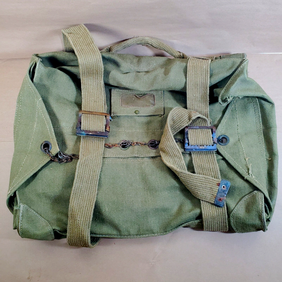 Vintage Italian Army Military Canvas Backpack Rucksack Duffle Bag