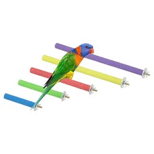 Parrot Perch, Wooden Parrot Perch Stand Toy, 5 Sizes 5 Colors, 5 Pack 