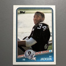 Topps 1988 Topps Bo Jackson #327 Los Angeles Raiders Rookie Base Football Card. rookie card picture