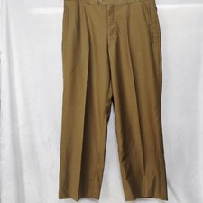 Gino Valentino Mens 34x27 .5 Bronze Tan Dress Pants Flat Front Straight Leg V