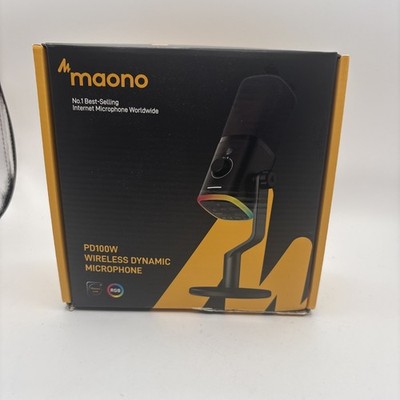Maono PD100W Wireless Dynamic Desktop Microphone USB-C RGB Black Streaming Mic