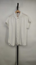 Quince Women 100% European Linen Shirt Dress White Sleeved Top XL