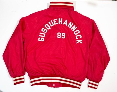 True Vintage Chain Stitch Varsity Jacket 80s Thrashed Susquehannock Size XL