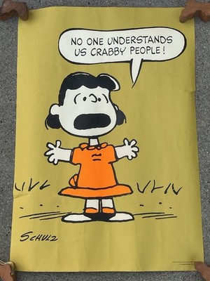 Vtg 1960's Peanuts Poster Schulz Snoopy Lucy Springbok Mustard