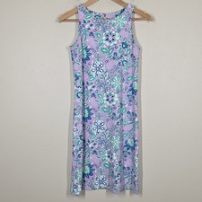 Talbots Effortless Jersey Shift Dress Purple Green Floral Sleeveless XSP Resort